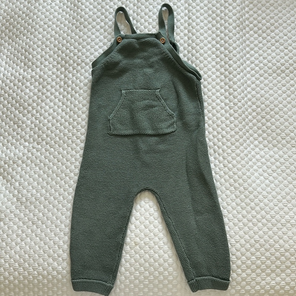 Little Planet, Organic Overalls, Sage Green Knit, 24M
